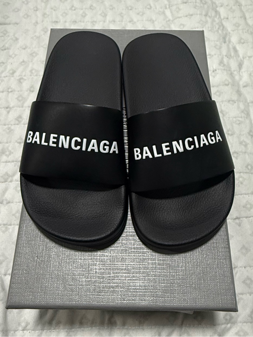 Balenciaga Black Logo Slide Sandals Kids